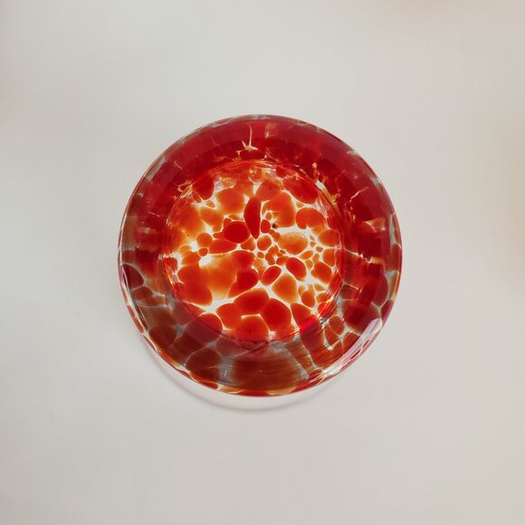 Hand Blown Flared Rim Shot Glasses Flaming Orange-Red To Clear 4 Set Barware - Picture 7 of 11